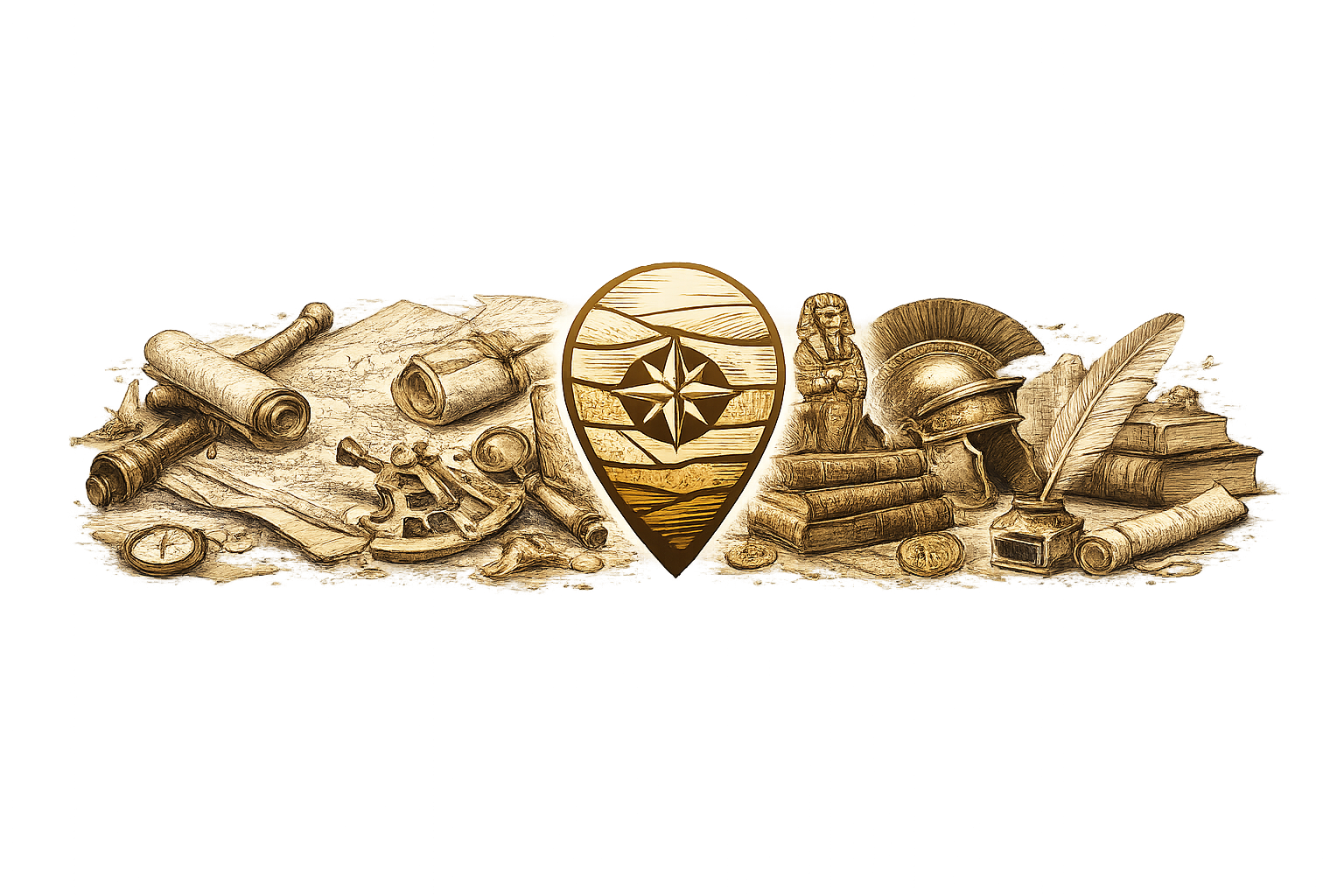 An array of antique instruments of discovery
